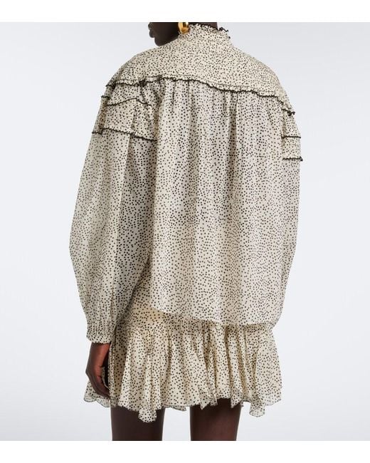 Isabel Marant Gray Doane Polka-Dot Cotton Voile Blouse