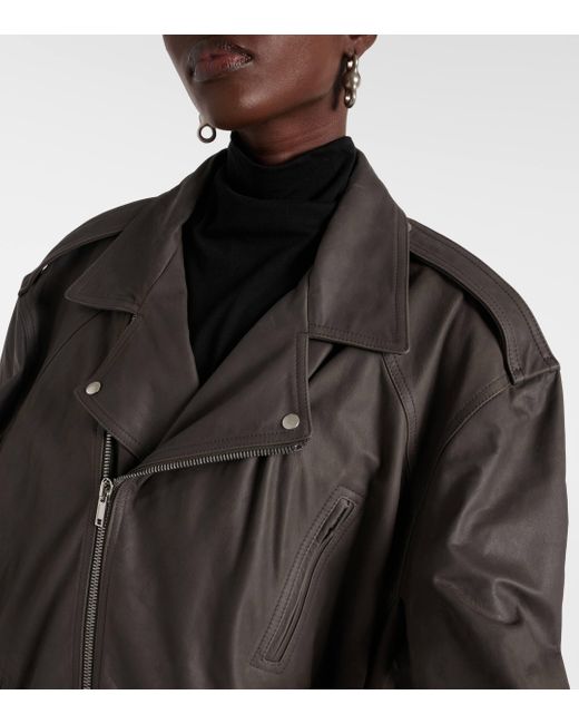 Rick Owens Black Oversized Leather Jacket