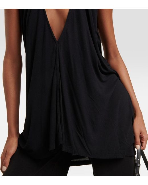 Rick Owens Black Lilies Draped Jersey Top