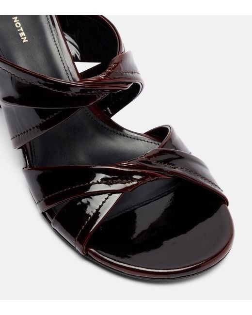 Dries Van Noten Black 75 Patent Leather Wedge Mules