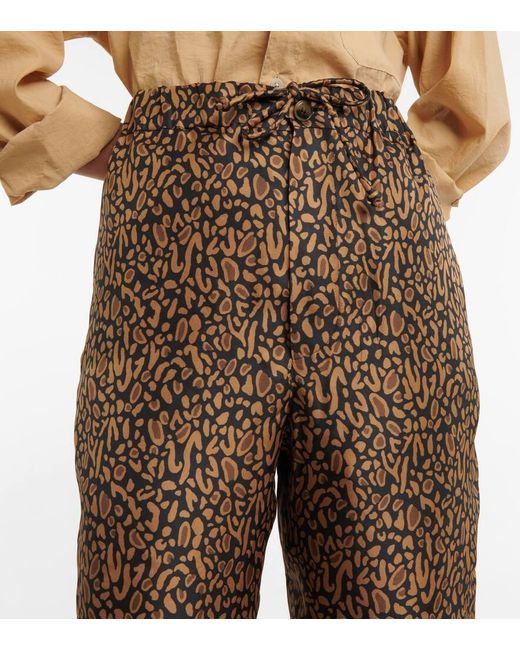 Nanushka Brown Bedruckte Hose Aus Seide