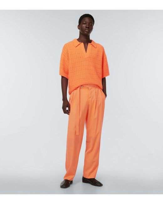 King & Tuckfield Orange Grant High-rise Wide-leg Wool Pants for men