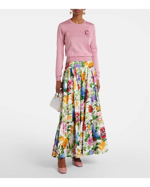 Jersey Con Aplique Floral Dolce & Gabbana de color Pink