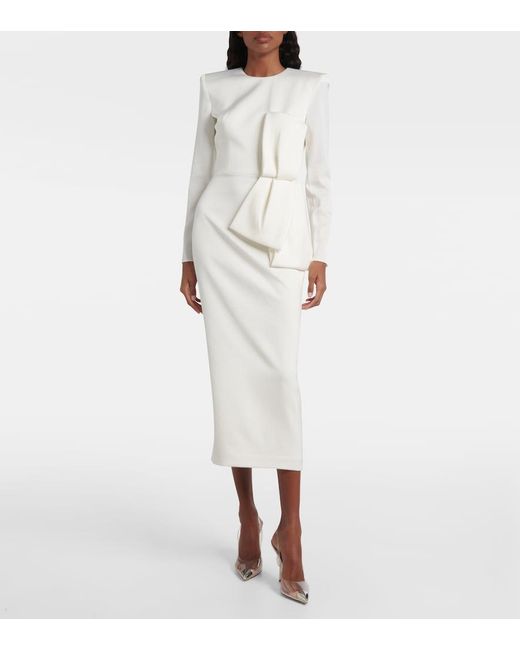 Alex Perry White Bow-Detail Crepe Satin Gown