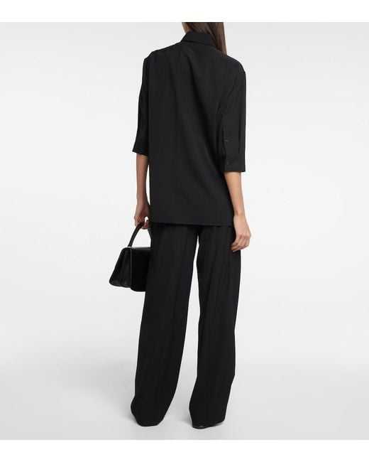 The Row Black Elada Wool-Blend Shirt