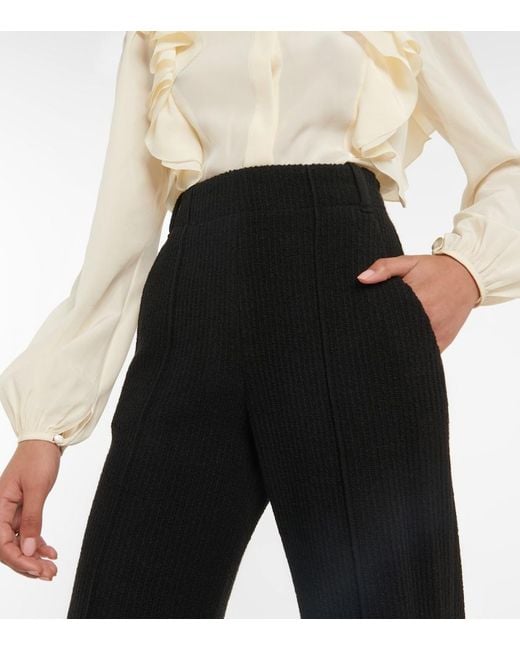 Chloé Black High-Rise Flared Virgin Wool Pants