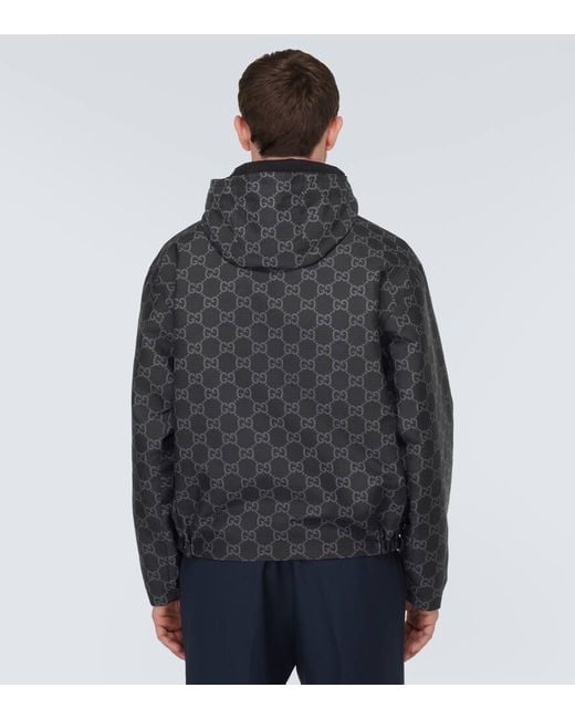 Gucci Black Interlocking Logo Ripstop Jacket for men