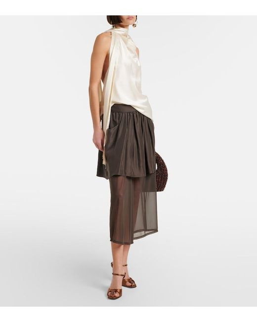 Herbert Levine Brown Hidden Gem Embellished Satin Mules
