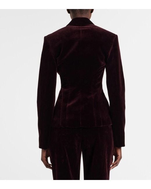 Alaïa Blue Double-Breasted Cotton Velvet Jacket