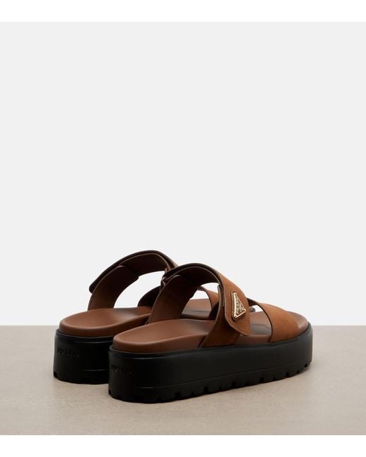 Prada Brown Leather Platform Sandals