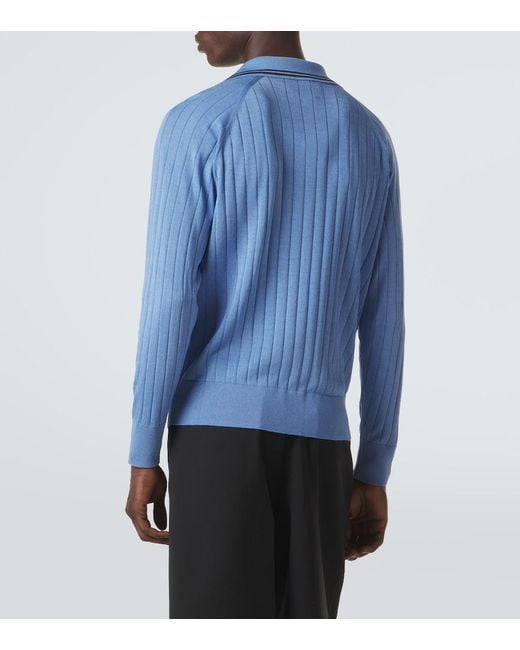 Wales Bonner Blue Roots Polo Sweater for men