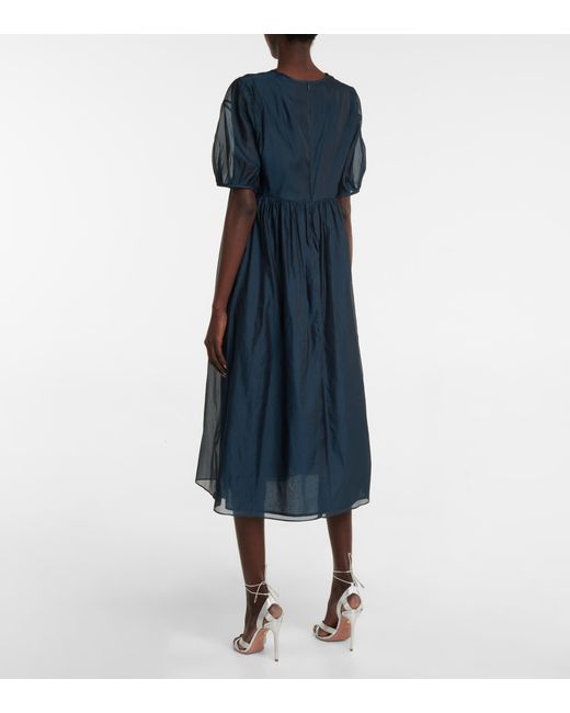 Max Mara Fatoso Silk-blend Midi Dress in Blue | Lyst