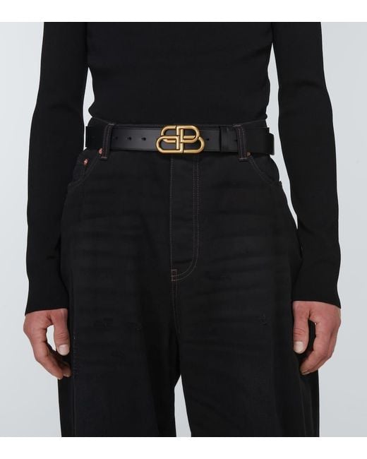 Balenciaga Guertel Bb Large Aus Leder in Black für Herren
