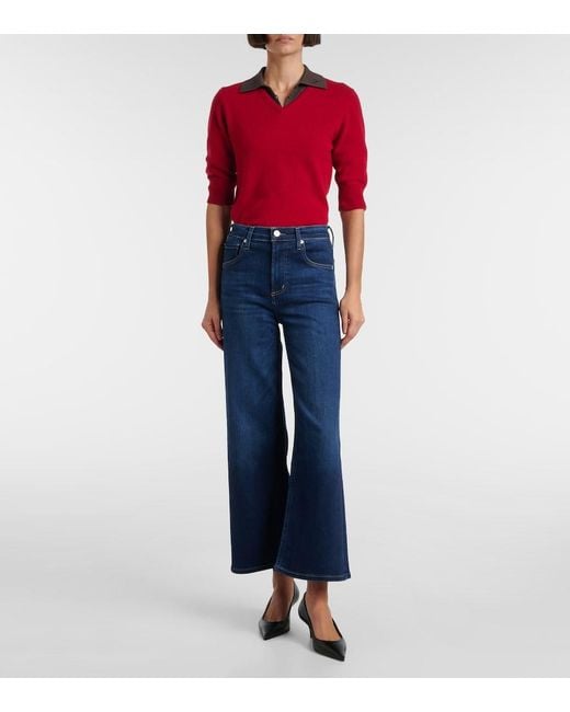 Citizens of Humanity Blue Lyra Cropped Wide-Leg Jeans