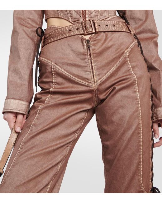 Jean Paul Gaultier Brown X Knwls Low-Rise Denim Corset Pants