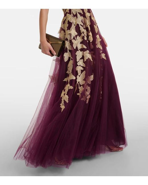 Vestido de fiesta de tul con aplique Costarellos de color Purple