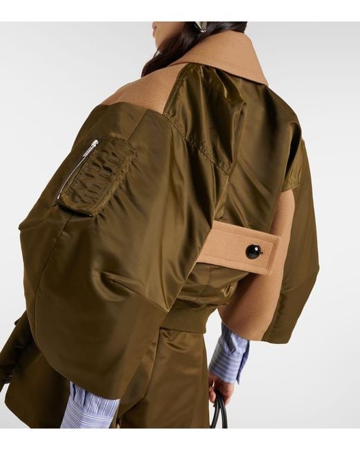 Sacai Brown Wool And Twill Jacket