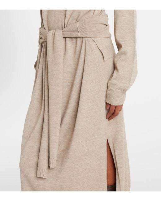 Lemaire Natural Trompe L'Oil Wool-Blend Midi Dress