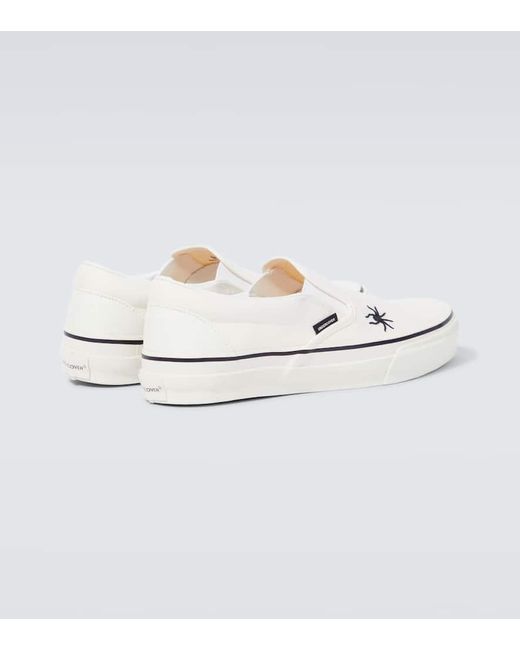 Undercover White Embroidered Cotton Canvas Slip-On Shoes for men