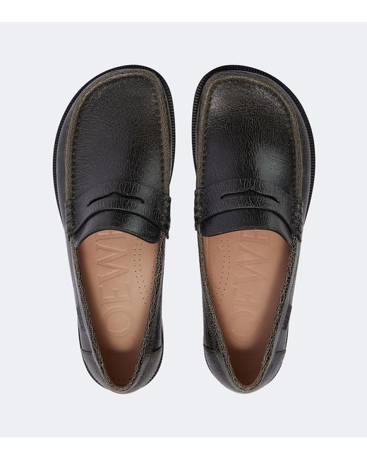 Loewe Black Campo Leather Penny Loafers for men