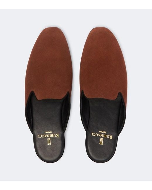 Rubinacci Brown Suede Slippers for men