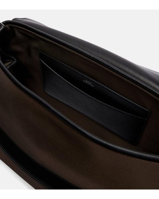 Totême  Black T-Lock Medium Leather-Trimmed Shoulder Bag