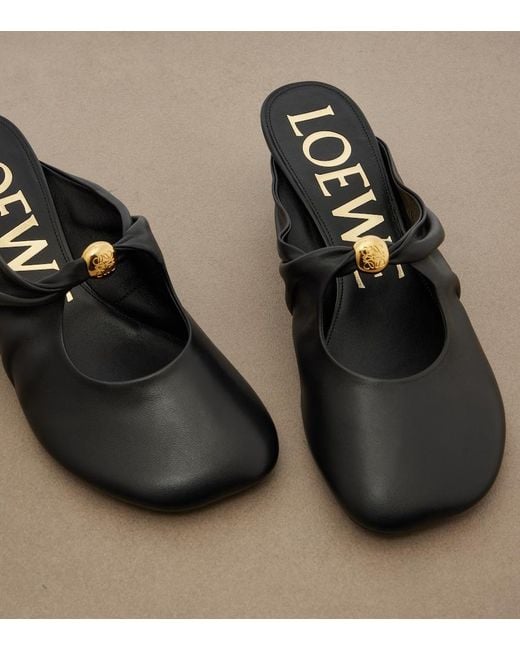 Loewe Black Pebble Soft Leather Mules