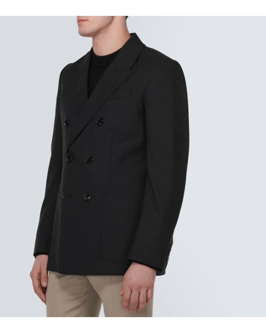 AMI Black Double-breasted Virgin Wool Jacket for men