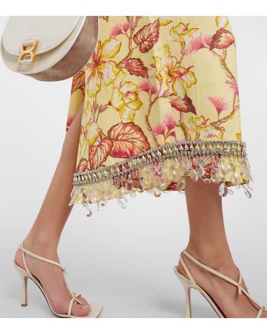 Zimmermann Metallic Matchmaker Floral Diamante Midi-Skirt