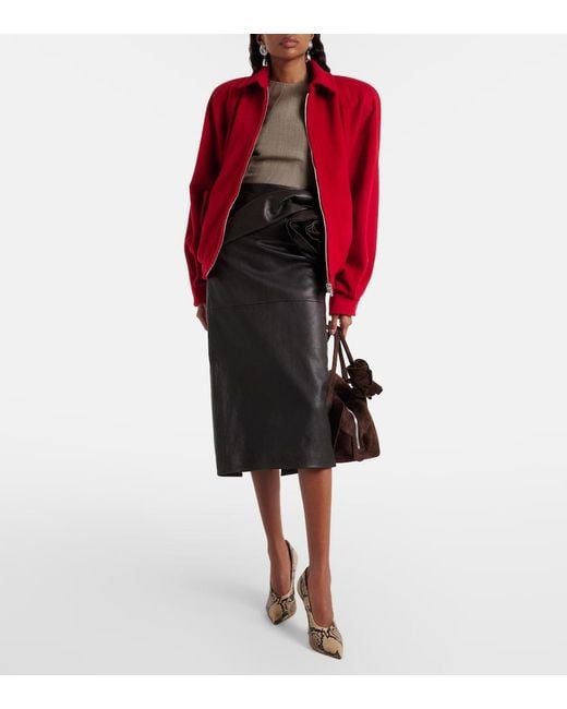 Magda Butrym Red Wool Bomber Jacket