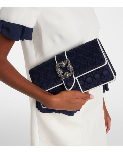 Clutch Capri Mini di Manolo Blahnik in Blue