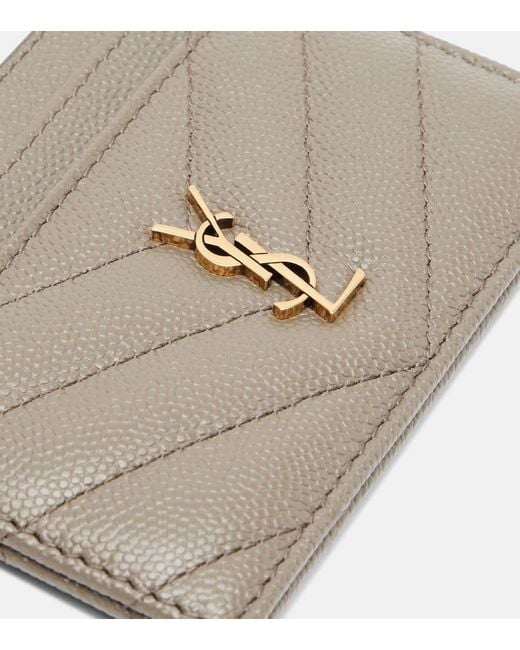 Saint Laurent Natural Cassandre Matelasse Leather Card Holder