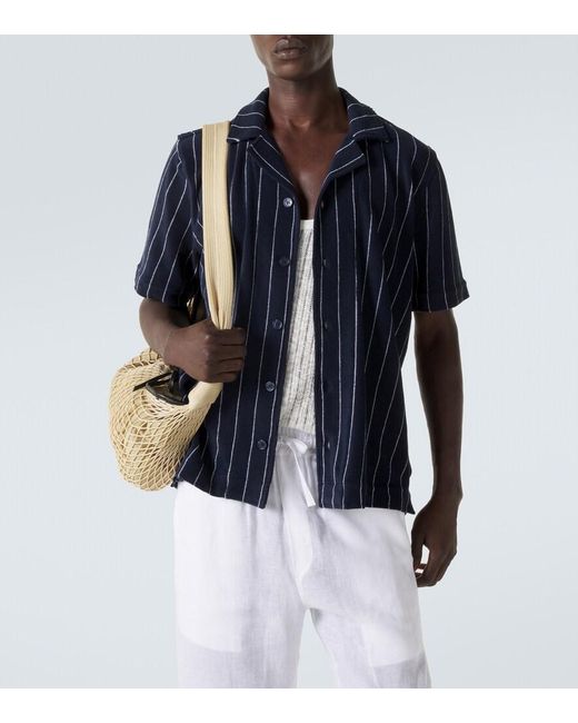 Orlebar Brown Blue Hawkin Striped Cotton Terry Shirt for men
