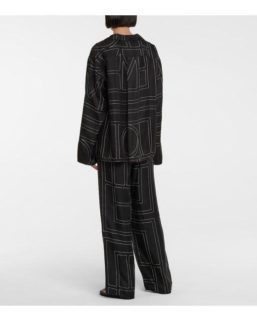 Totême Black Monogram Silk Shirt