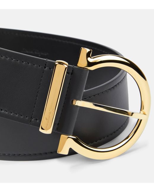 Ferragamo Black Gancini Leather Belt