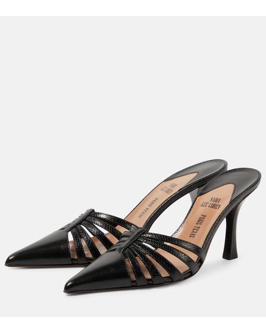 Paris Texas Black Nadia 85 Cutout Leather Mules
