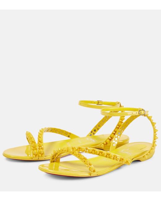 Christian Louboutin Yellow Mafaldina Spikes Leather Sandals