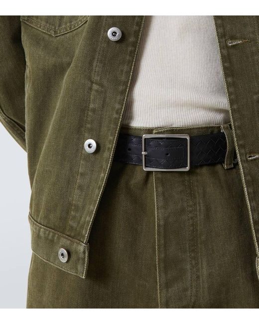 Bottega Veneta Black Piccolo Intrecciato Leather Belt for men