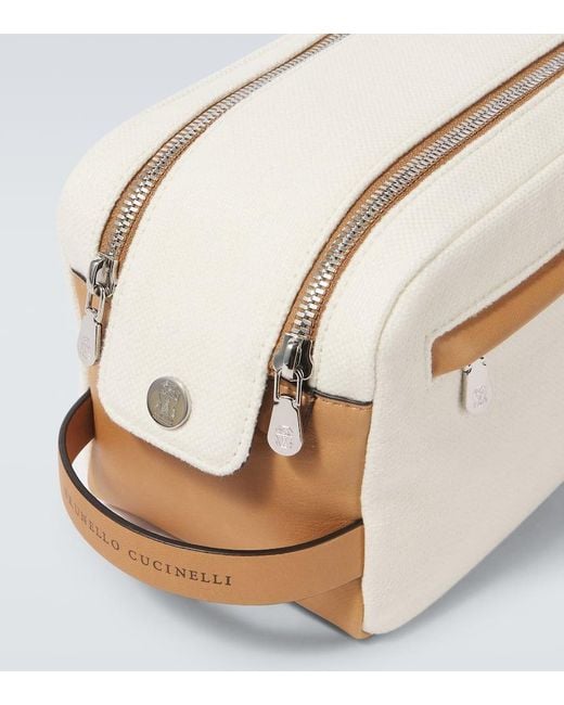 Brunello Cucinelli Kosmetiketui Aus Canvas Mit Leder in Natural für Herren
