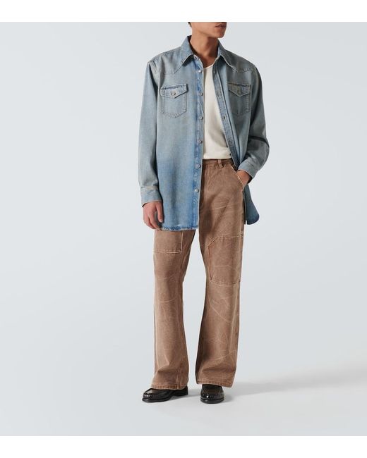 Acne Blue Distressed Denim Shirt for men