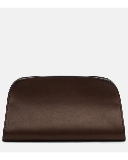 The Row Brown Peggy Leather Shoulder Bag