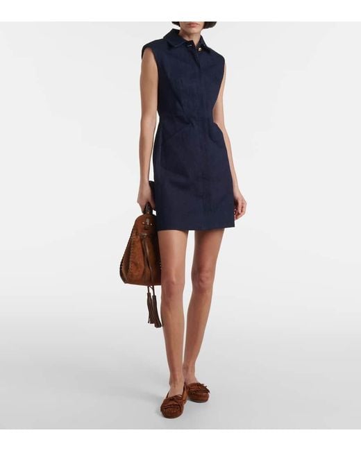 Veronica Beard Blue Serina Cotton-Blend Minidress