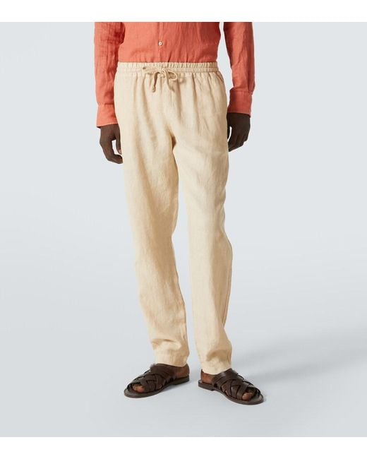 Fedeli Natural Linen Straight Pants for men