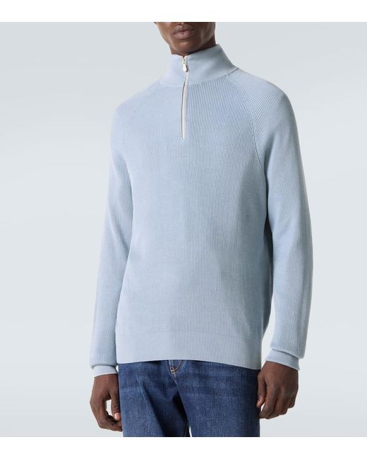 Brunello Cucinelli Pullover Aus Rippstrick in Blue für Herren