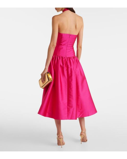 Roland Mouret Pink Halterneck Taffeta Midi Dress