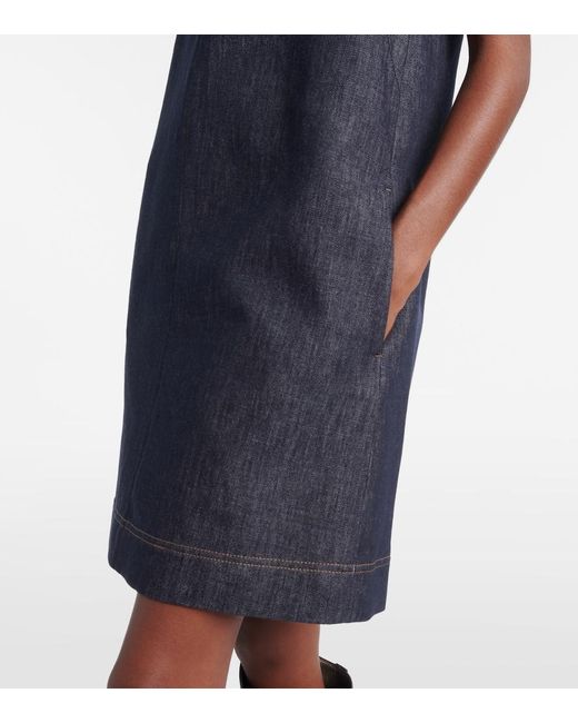 Brunello Cucinelli Blue Monili Cotton Twill Minidress