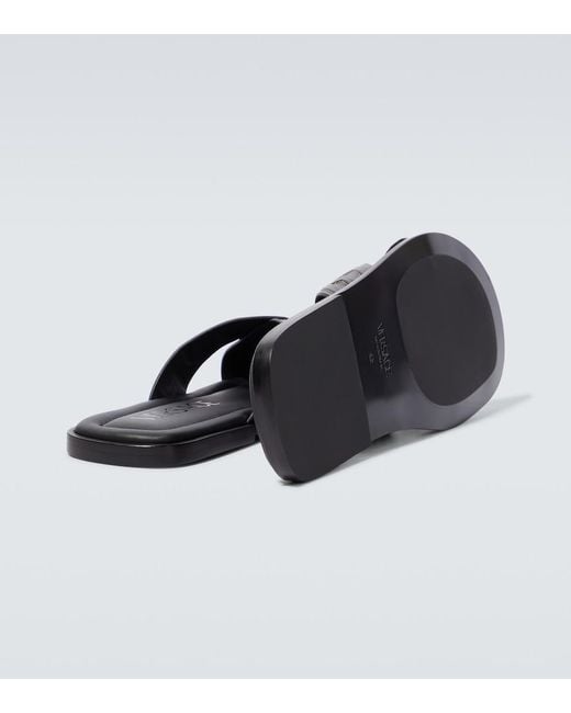 Versace Brown Greca Leather Slides for men