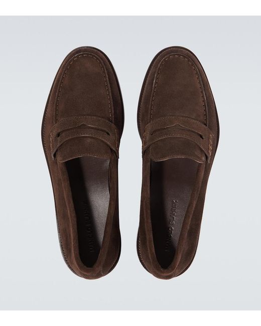 Manolo Blahnik Brown Perry Suede Penny Loafers for men