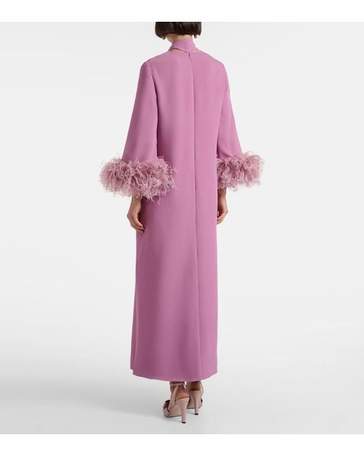 Valentino Purple Cady Couture Feather-Trimmed Gown