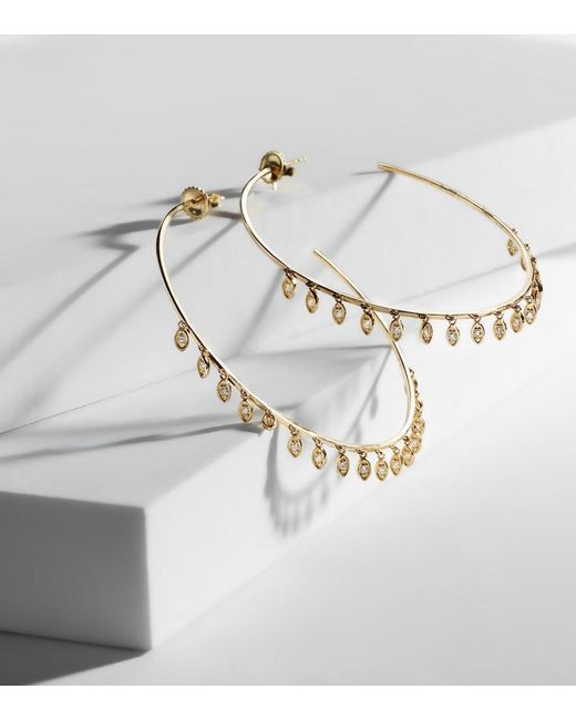 Sydney Evan Metallic 14Kt Hoop Earrings With Diamonds